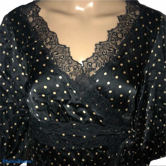 Bebe polka dot silk wrap blouse - Picture 2 of 5